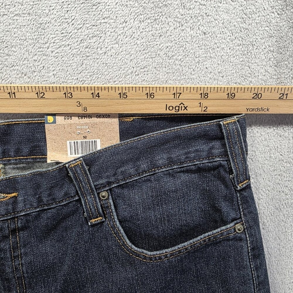 Carhartt Holter Jeans Mens 40x30 Blue Relaxed Fit Straight Leg Workwear 101483 - Picture 6 of 11